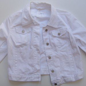 LOFT Cropped White Denim Jacket (Medium Tall)